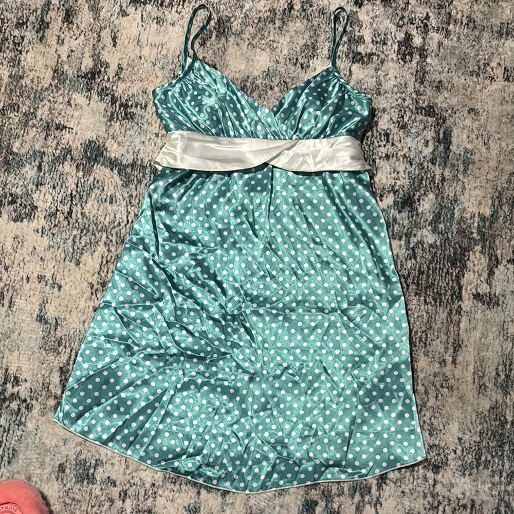 BCX Teal Polka Dot Midi Dress